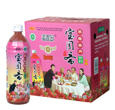 宝圆斋草莓果肉饮料1L加糖