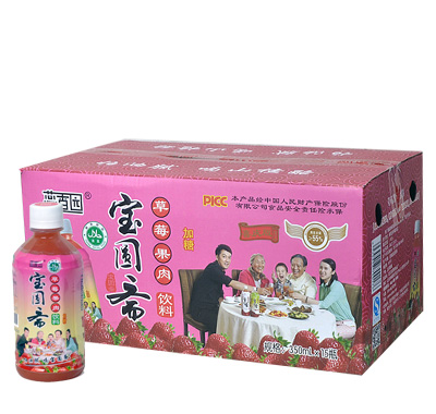 宝圆斋草莓果肉饮料350ml加糖